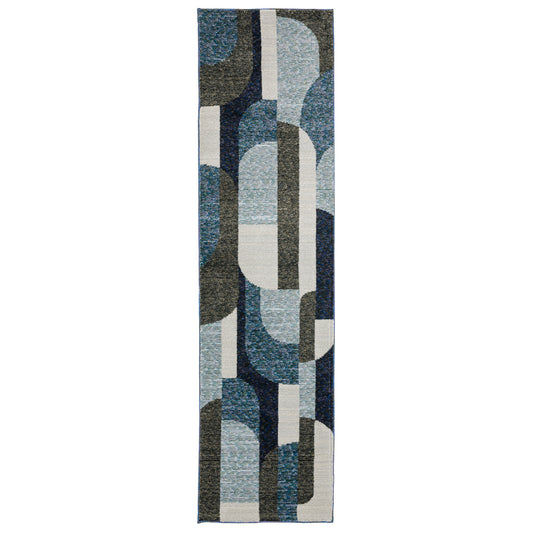 Strada Str03 Blue/ Grey Geometric Rug