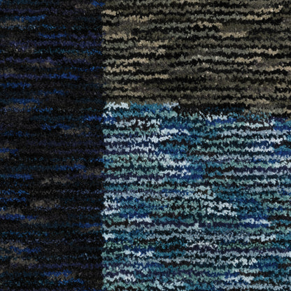 Strada Geometric Blue/ Grey Cut Pile Rug