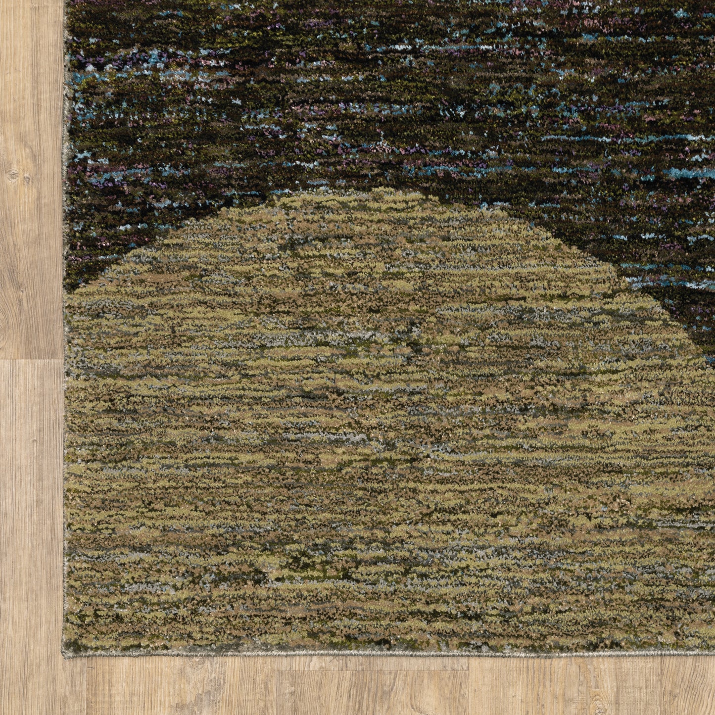 Strada Geometric Green/ Beige Cut Pile Rug