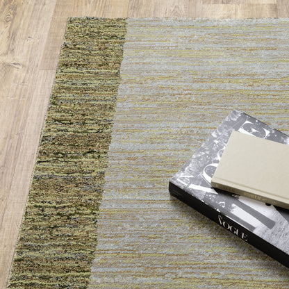 Strada Geometric Green/ Beige Cut Pile Rug