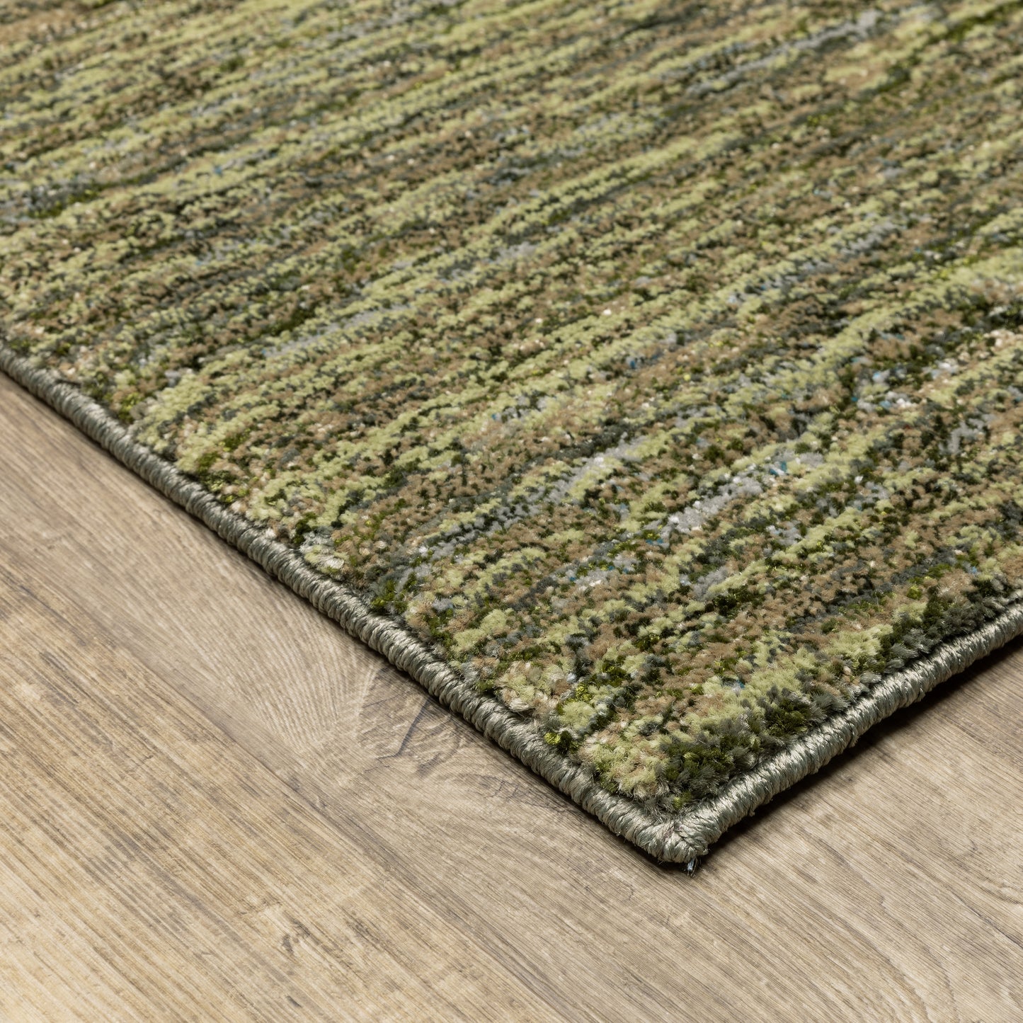 Strada Geometric Green/ Beige Cut Pile Rug