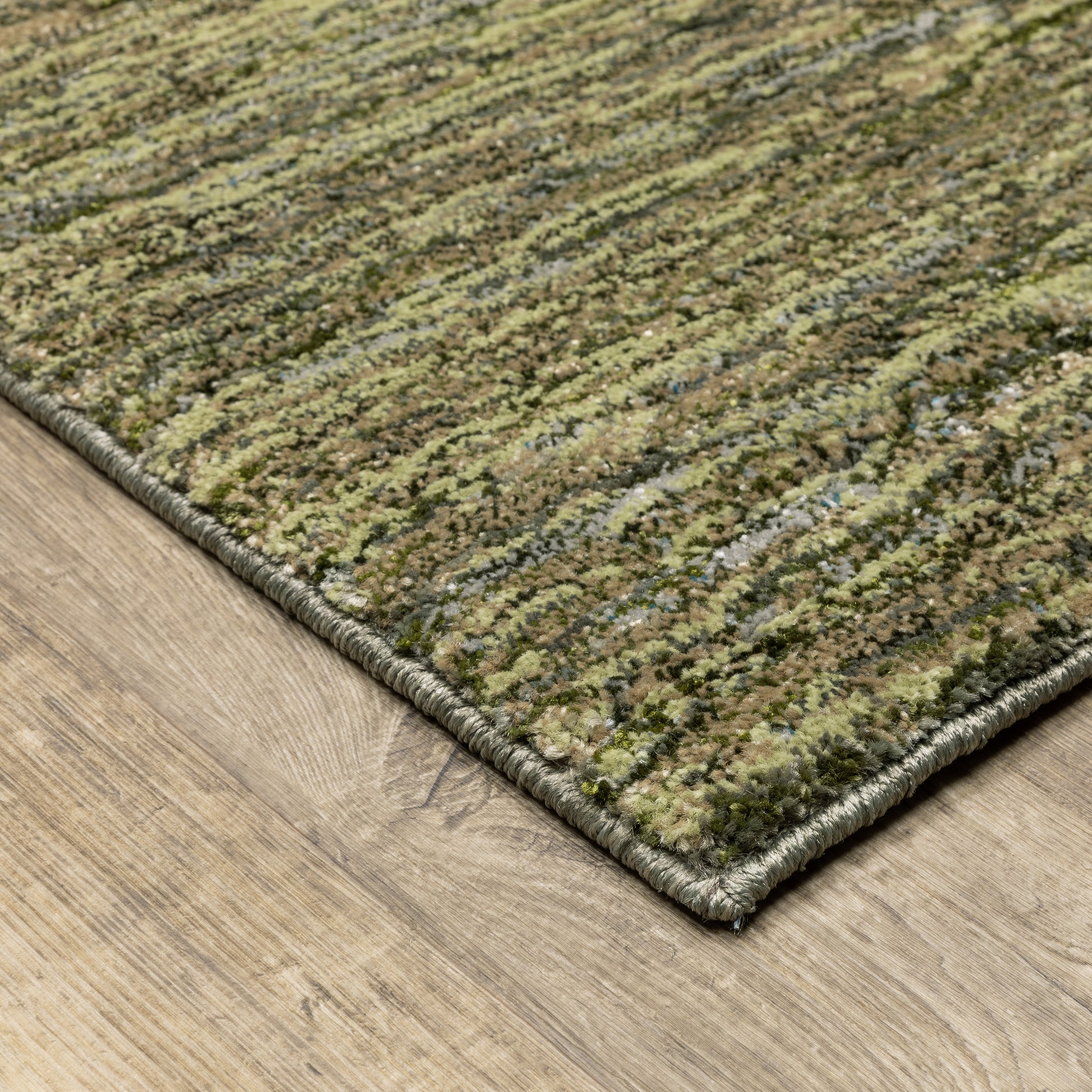 Strada Geometric Green/ Beige Cut Pile Rug