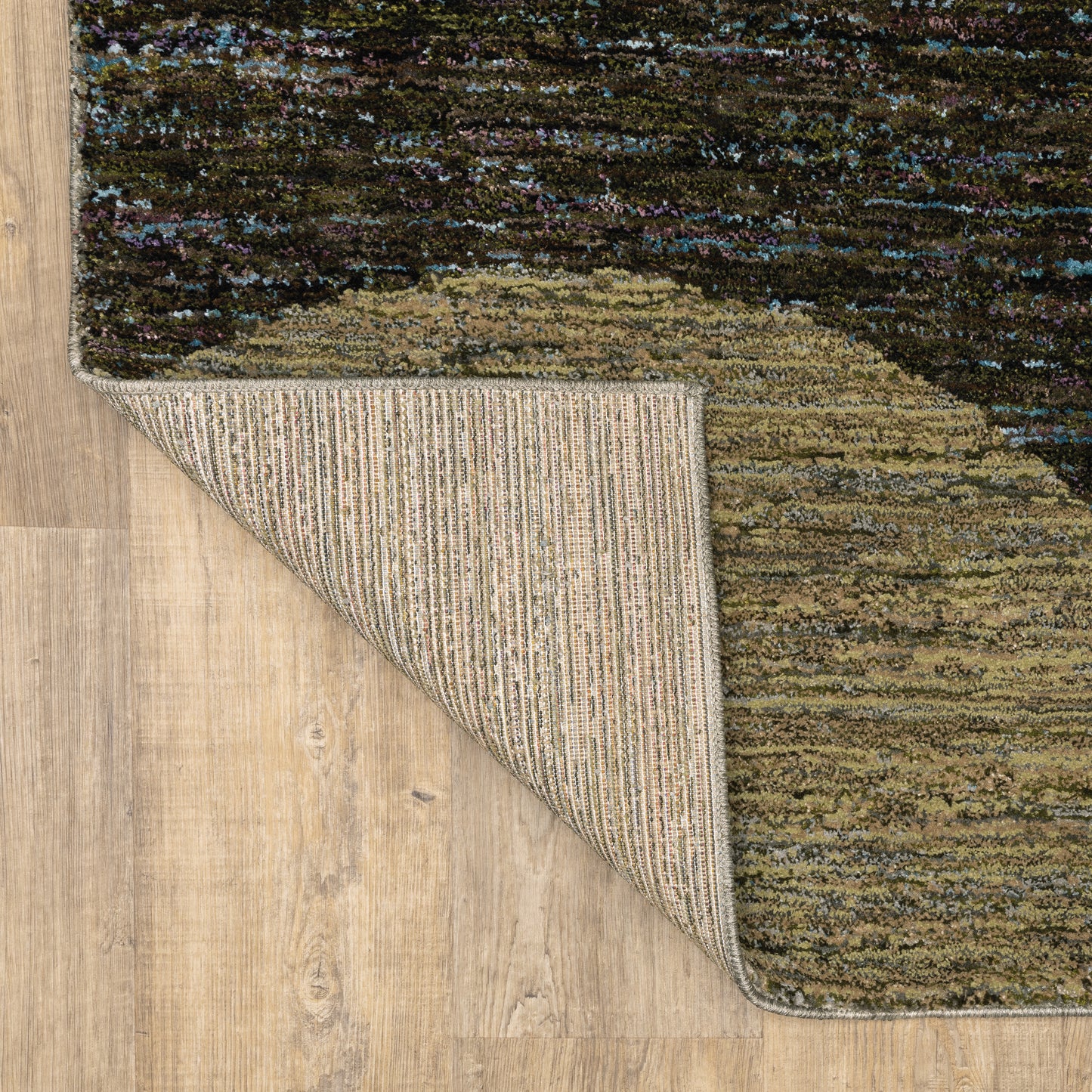 Strada Geometric Green/ Beige Cut Pile Rug