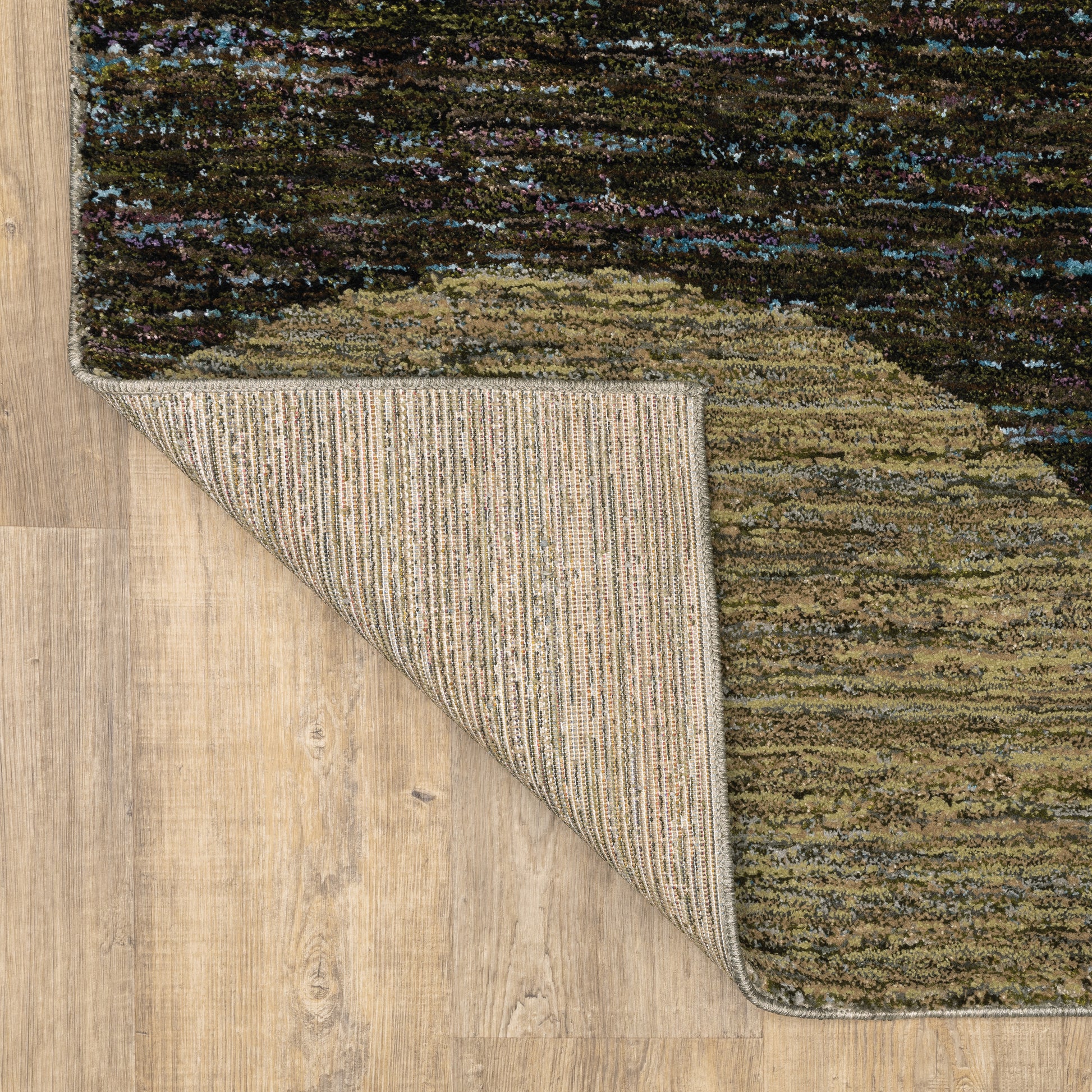 Strada Geometric Green/ Beige Cut Pile Rug