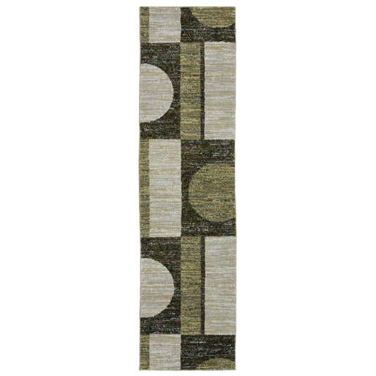 Strada Str05 Green/ Beige Geometric Rug