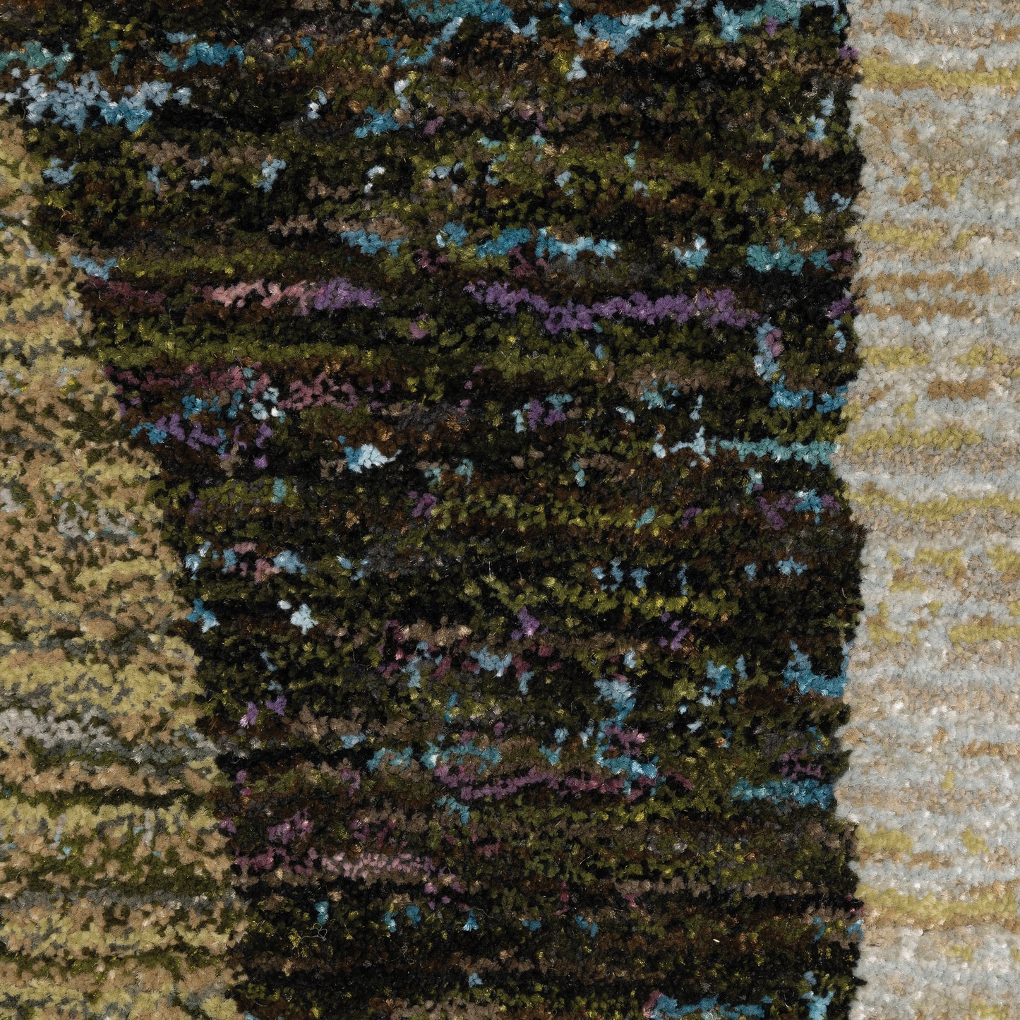 Strada Geometric Green/ Beige Cut Pile Rug