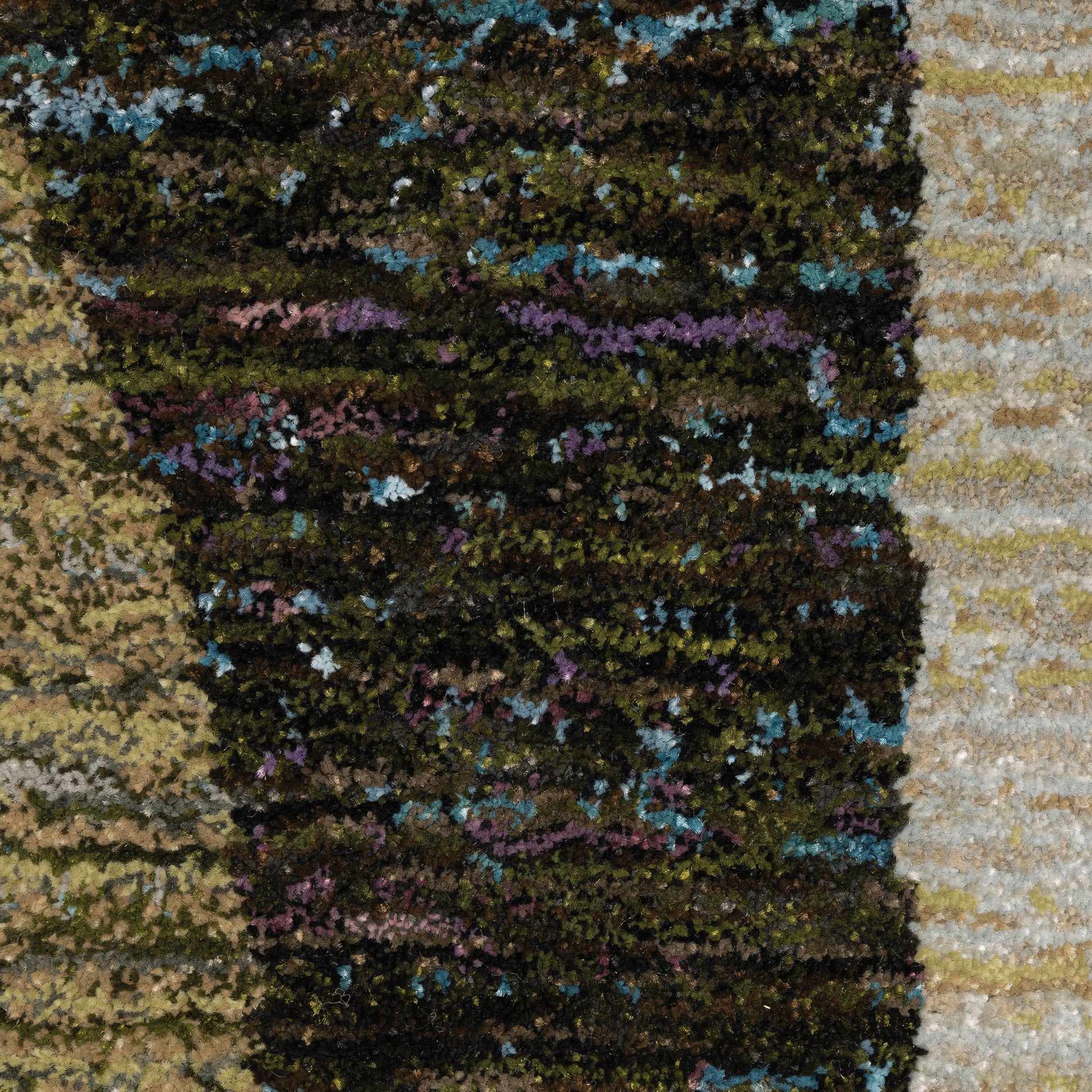 Strada Geometric Green/ Beige Cut Pile Rug