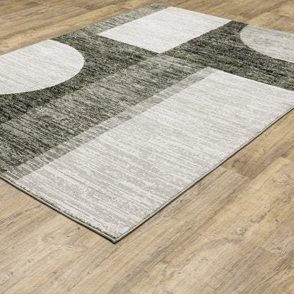 Strada Geometric Charcoal/ Grey Cut Pile Rug