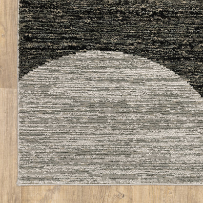 Strada Geometric Charcoal/ Grey Cut Pile Rug