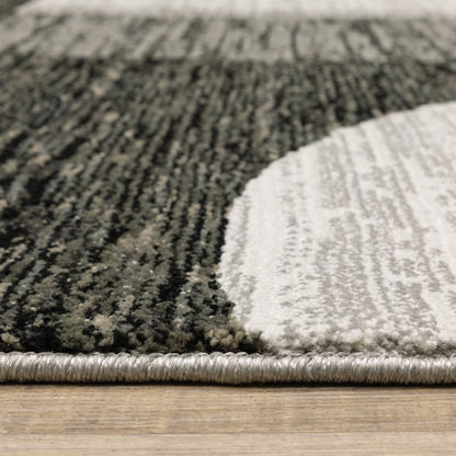 Strada Geometric Charcoal/ Grey Cut Pile Rug