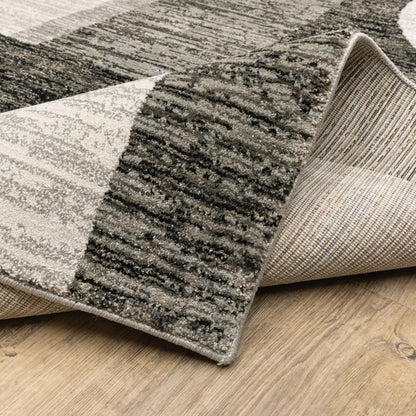 Strada Geometric Charcoal/ Grey Cut Pile Rug