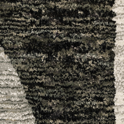 Strada Geometric Charcoal/ Grey Cut Pile Rug