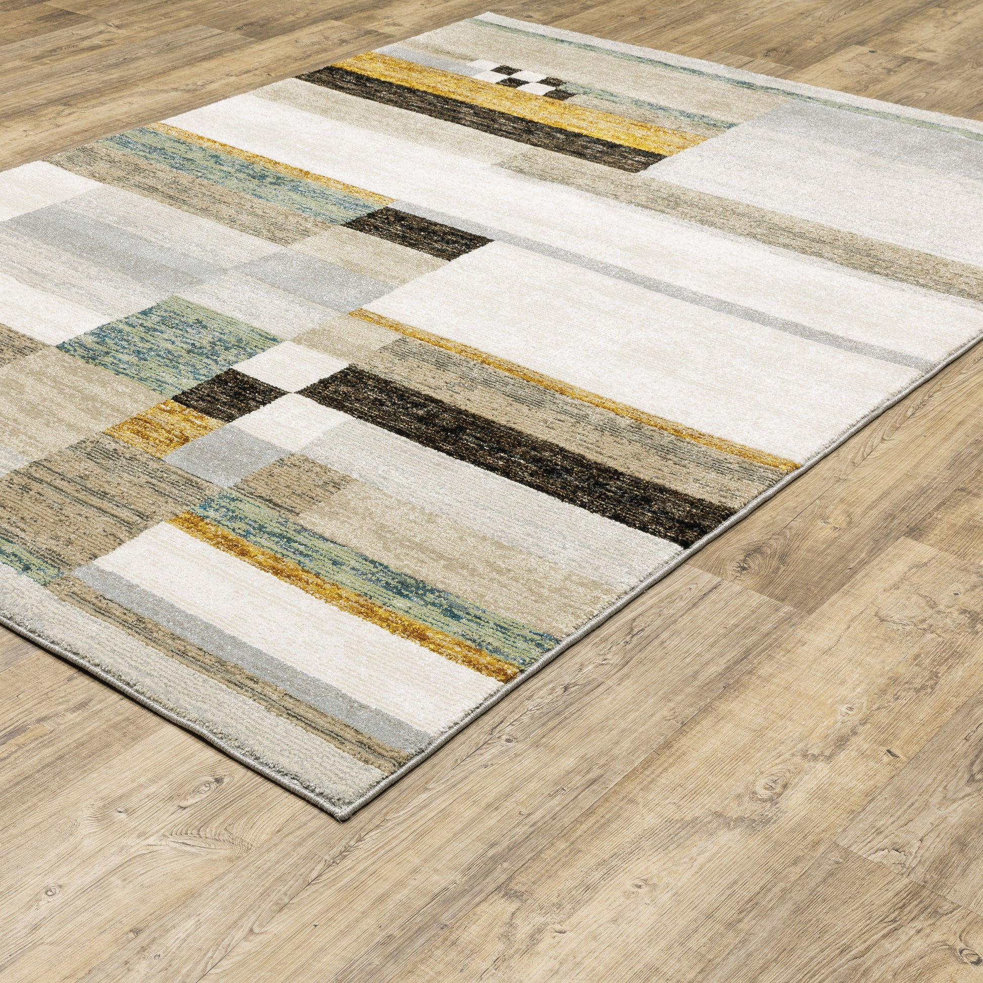 Strada Geometric Beige/ Multi Cut Pile Rug