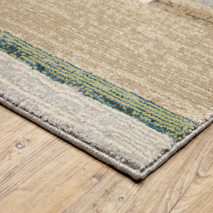 Strada Geometric Beige/ Multi Cut Pile Rug