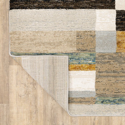 Strada Geometric Beige/ Multi Cut Pile Rug