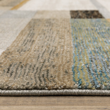 Strada Geometric Beige/ Multi Cut Pile Rug