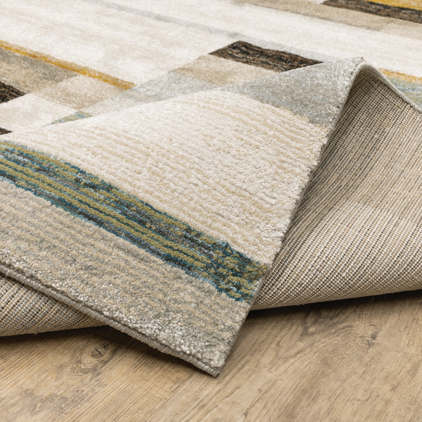 Strada Geometric Beige/ Multi Cut Pile Rug