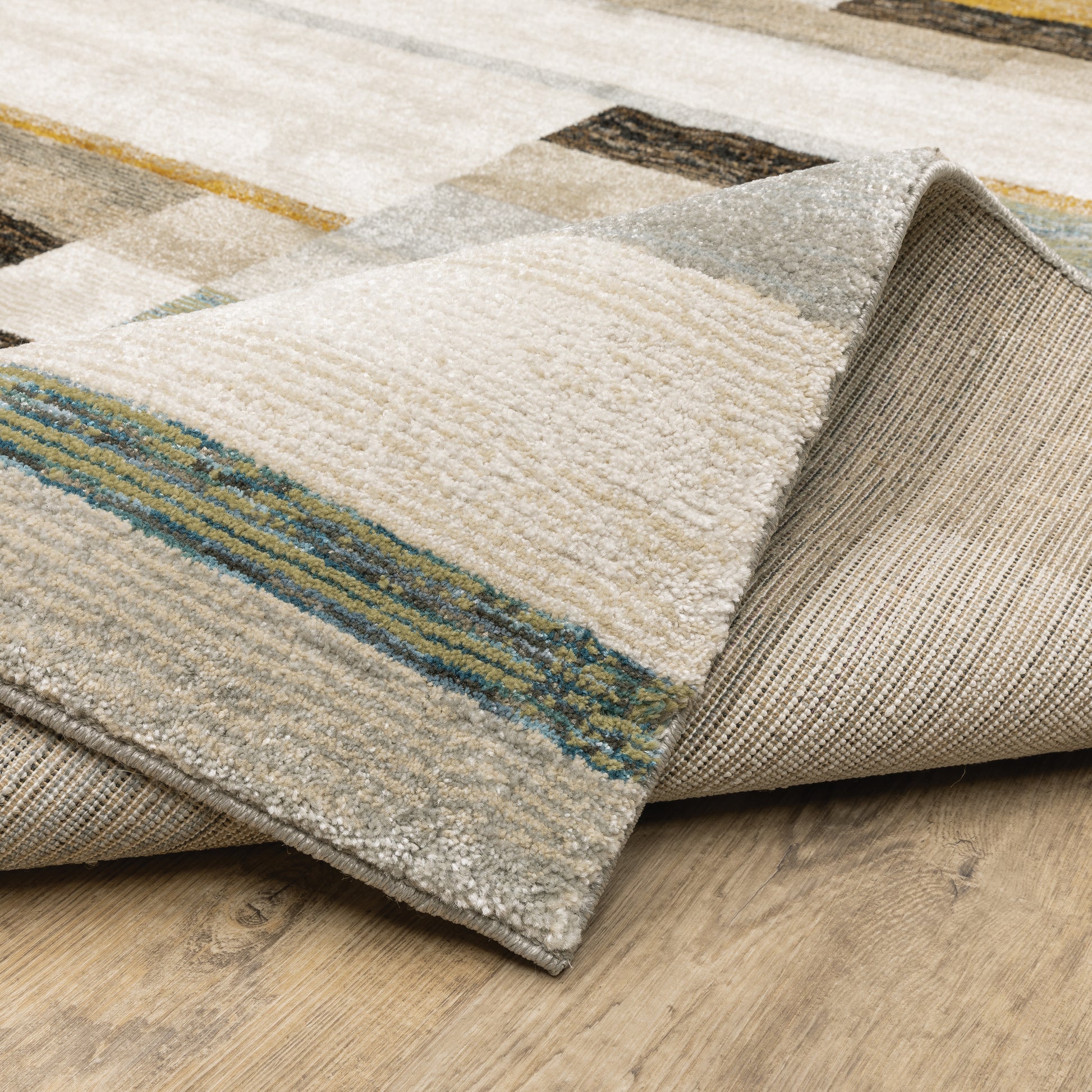 Strada Geometric Beige/ Multi Cut Pile Rug