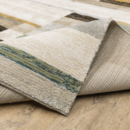 Strada Geometric Beige/ Multi Cut Pile Rug