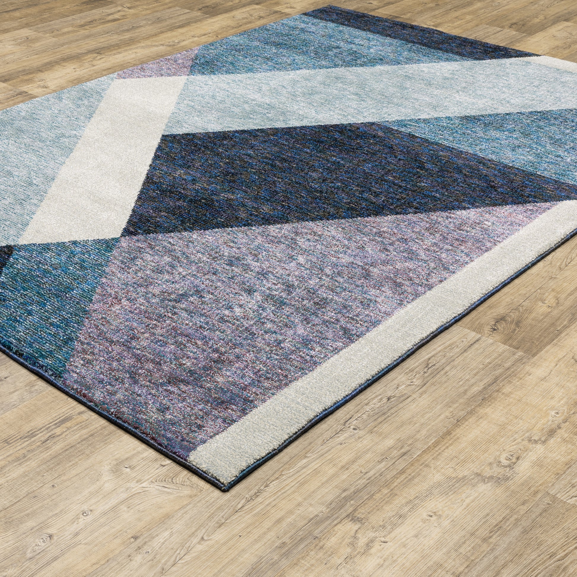 Strada Geometric Blue/ Purple Cut Pile Rug