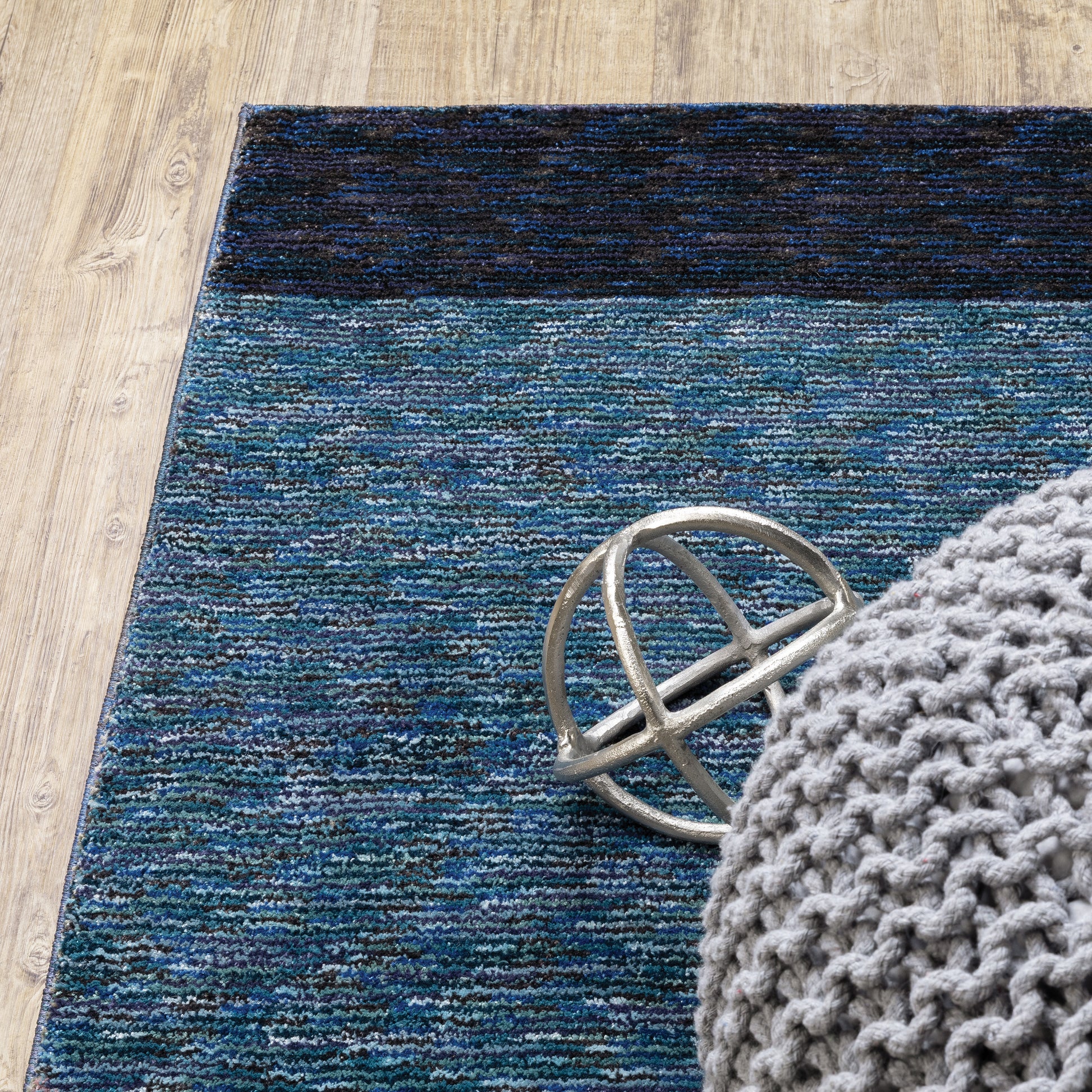 Strada Geometric Blue/ Purple Cut Pile Rug