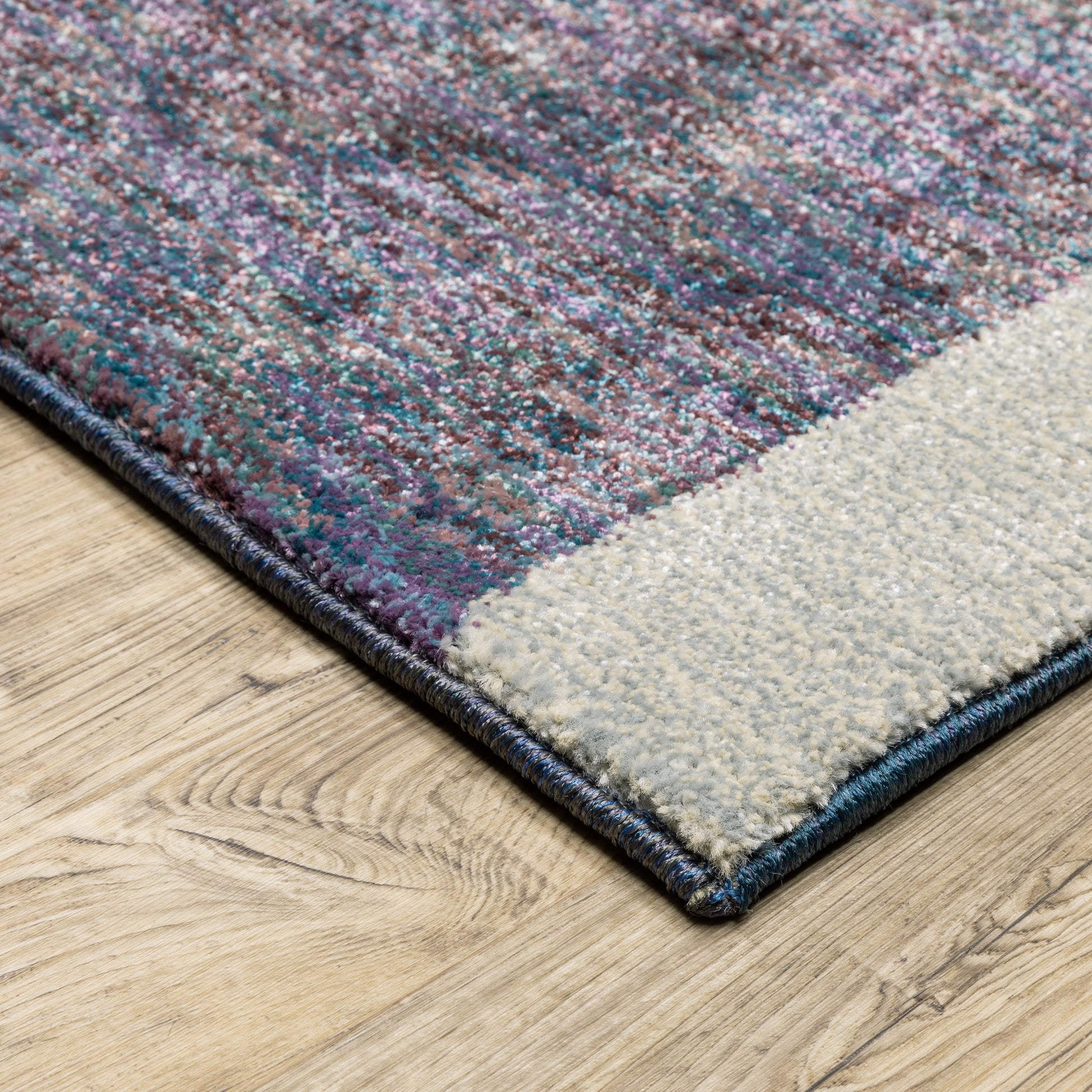 Strada Geometric Blue/ Purple Cut Pile Rug