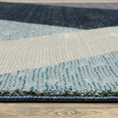 Strada Geometric Blue/ Purple Cut Pile Rug
