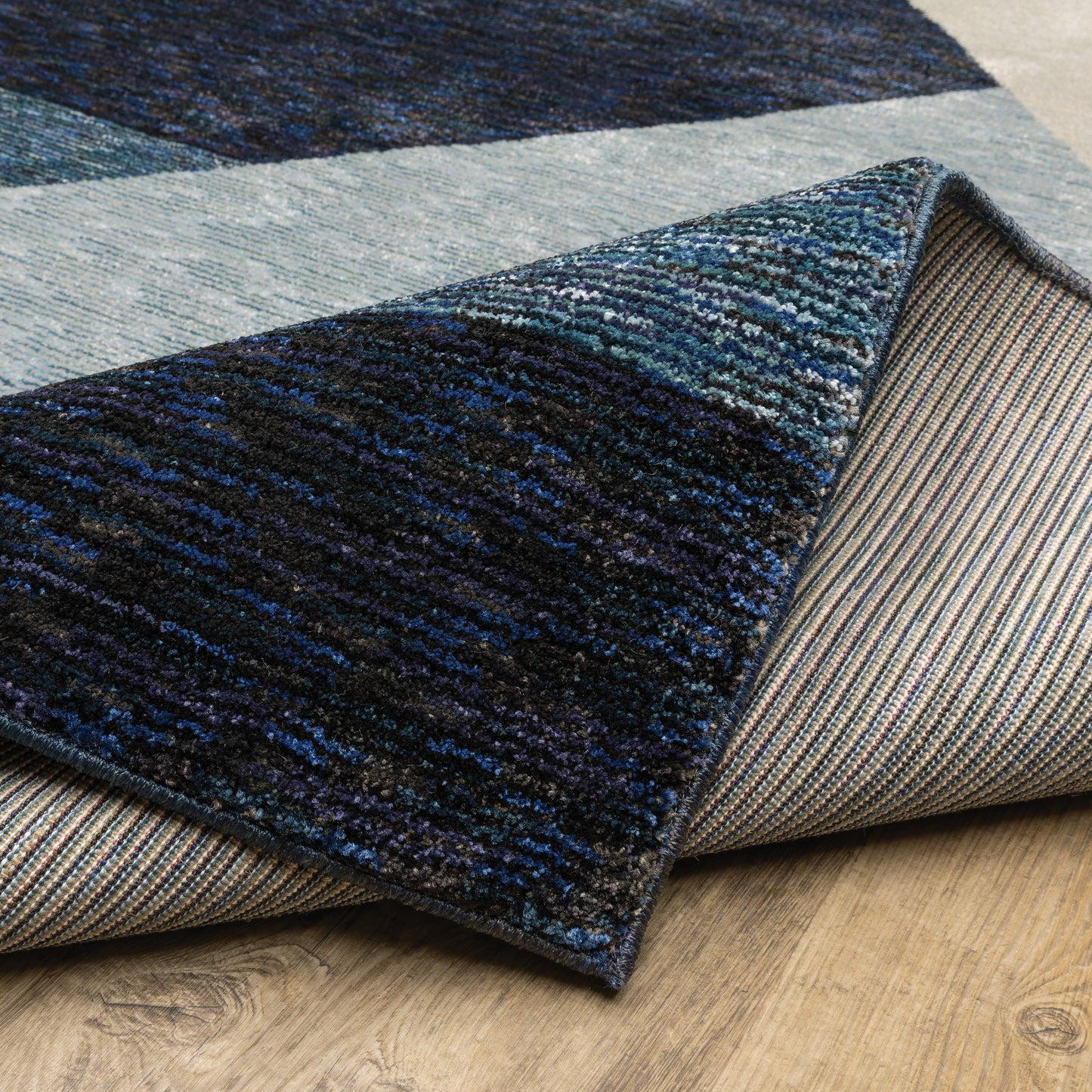 Strada Geometric Blue/ Purple Cut Pile Rug