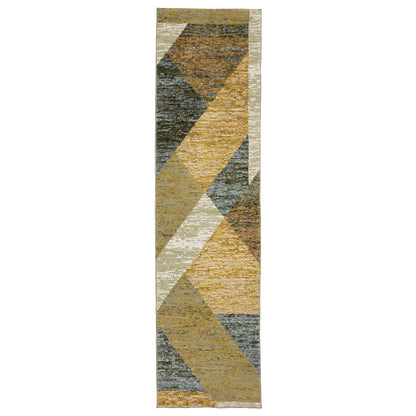 Strada Str09 Gold/ Blue Geometric Rug