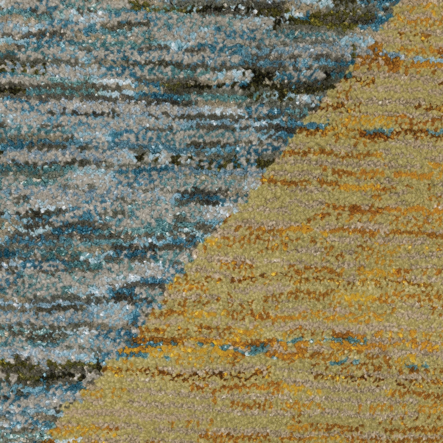 Strada Geometric Gold/ Blue Cut Pile Rug