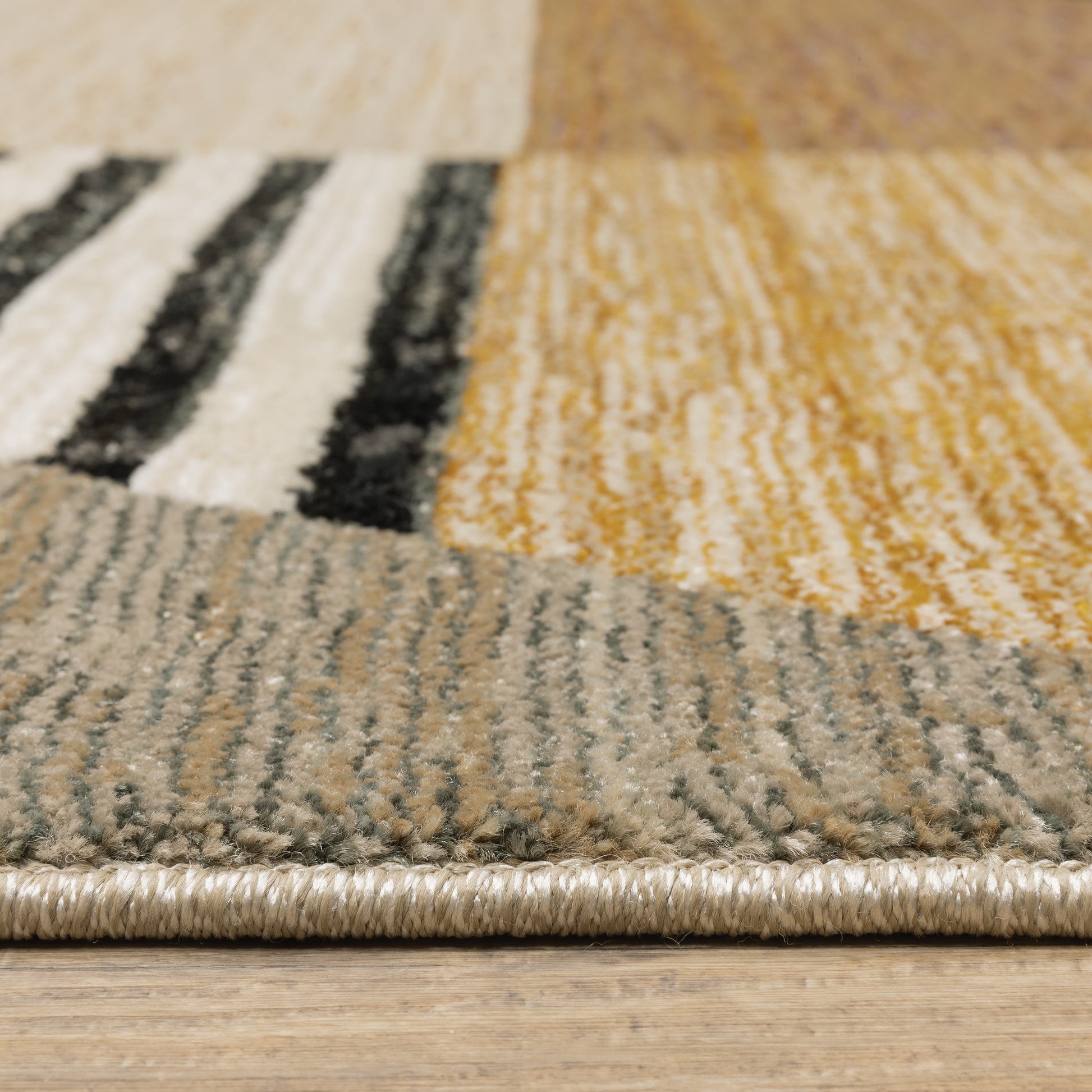 Strada Geometric Gold/ Multi Cut Pile Rug