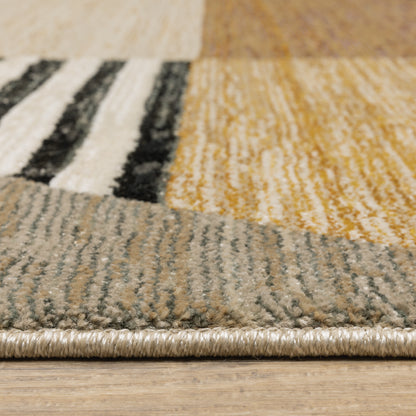 Strada Geometric Gold/ Multi Cut Pile Rug