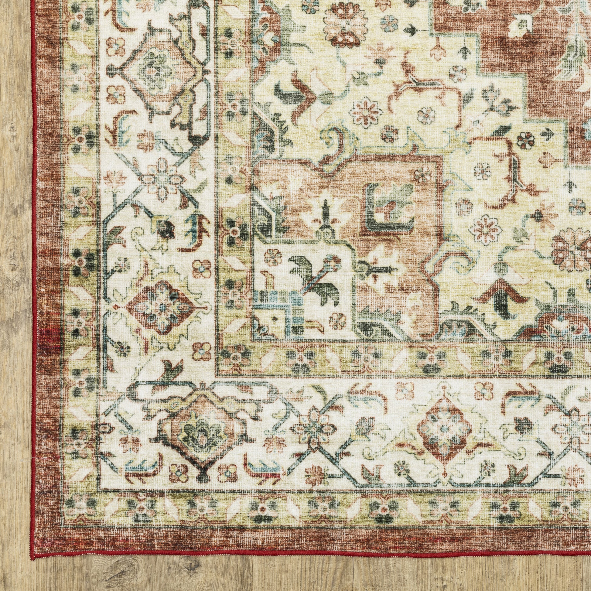 Sumter Distressed Red/ Ivory Medallion Flat Weave Rug