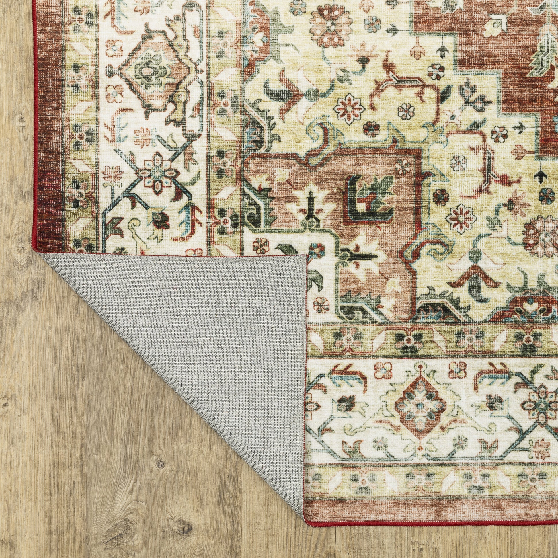 Sumter Distressed Red/ Ivory Medallion Flat Weave Rug