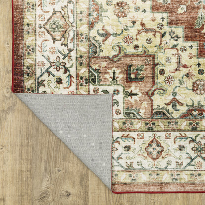 Sumter Distressed Red/ Ivory Medallion Flat Weave Rug