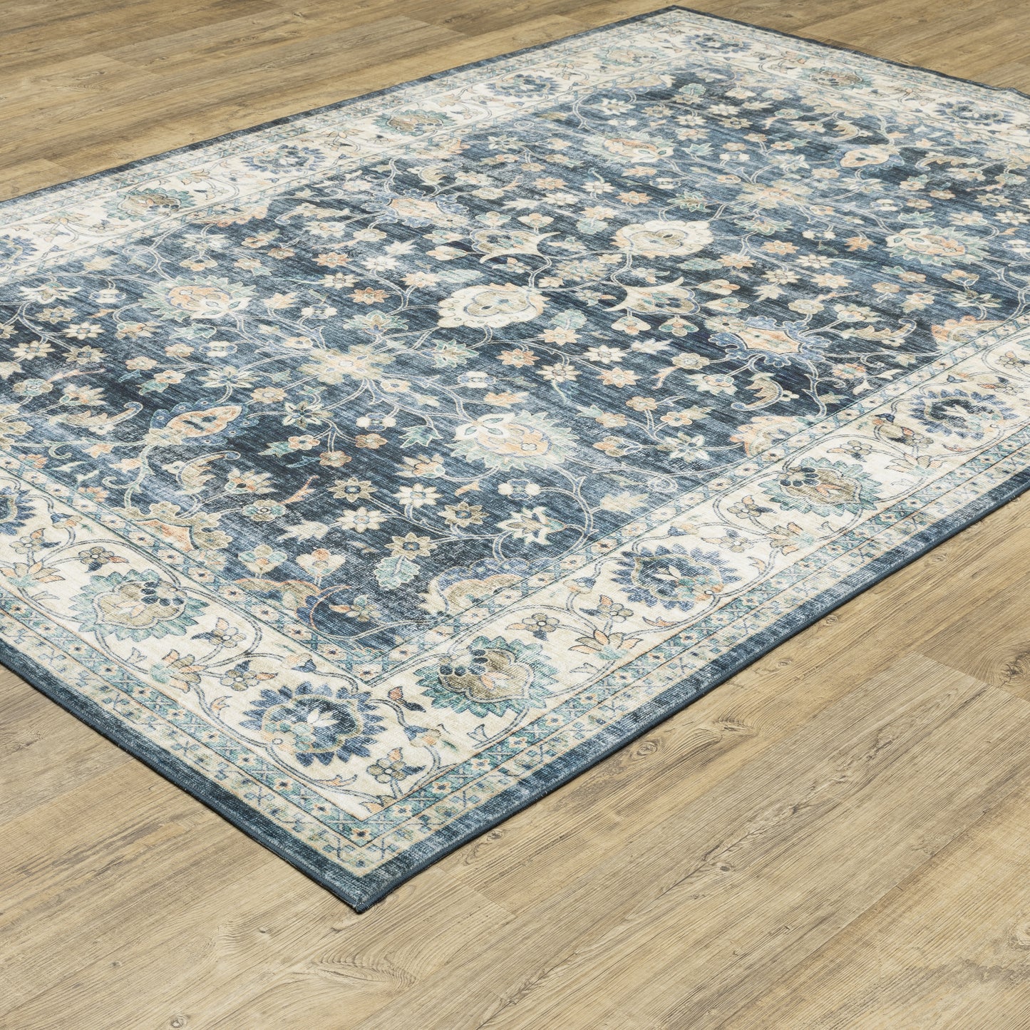 Sumter Distressed Blue/ Ivory Oriental Flat Weave Rug