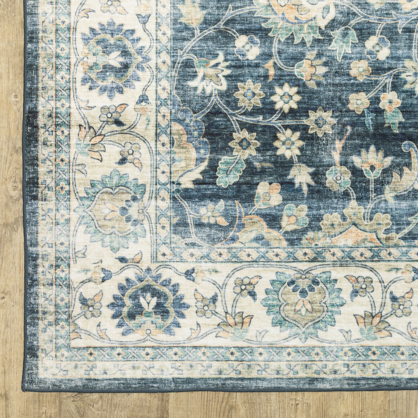 Sumter Distressed Blue/ Ivory Oriental Flat Weave Rug