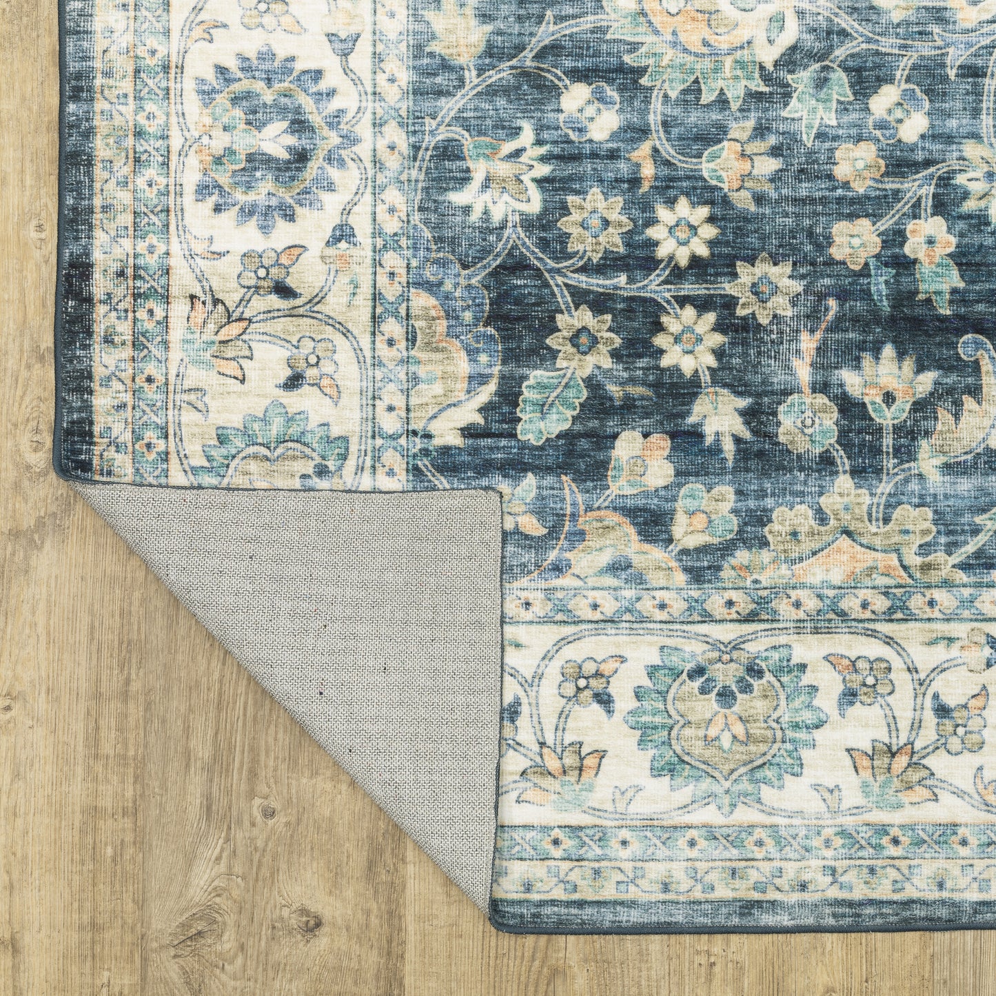 Sumter Distressed Blue/ Ivory Oriental Flat Weave Rug