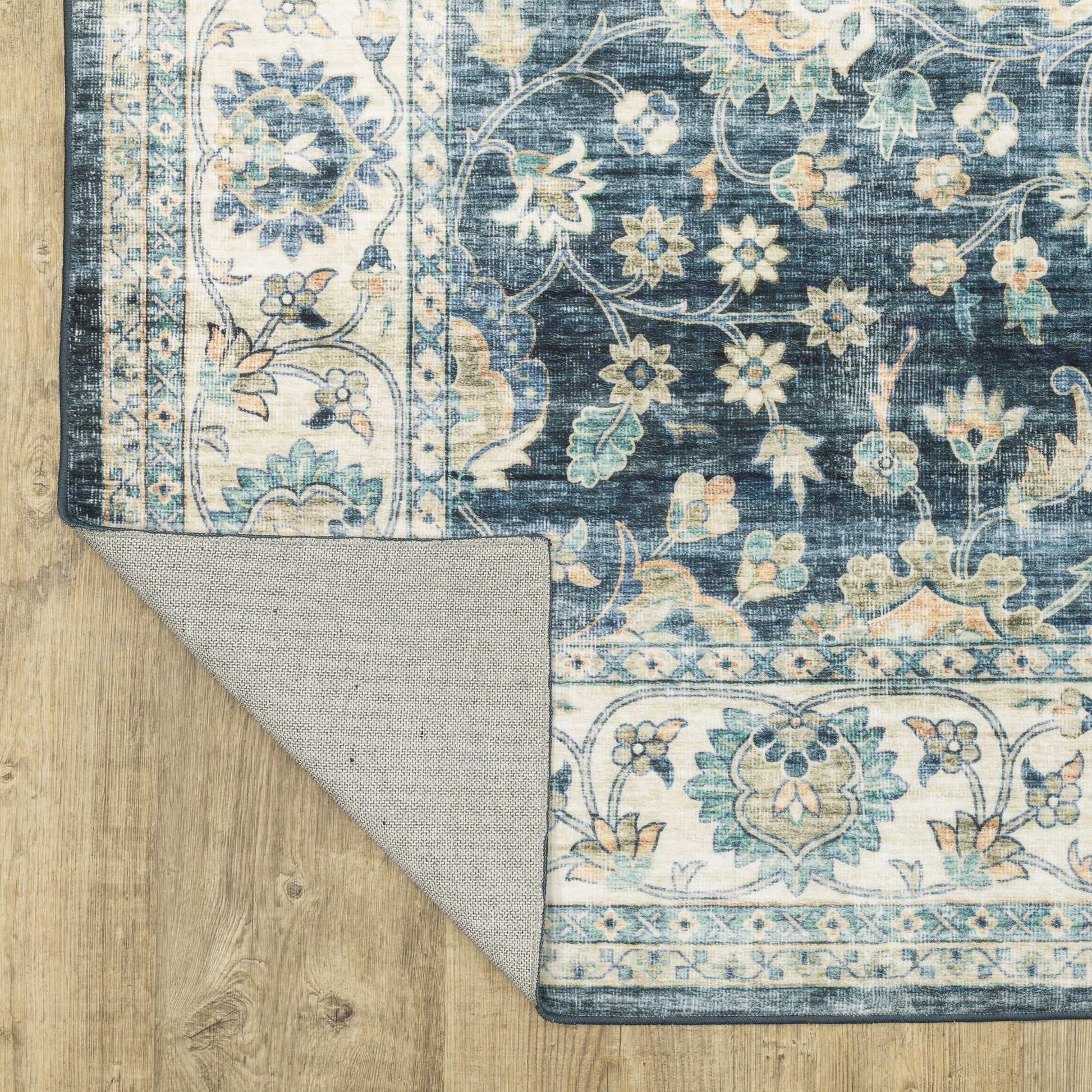 Sumter Distressed Blue/ Ivory Oriental Flat Weave Rug