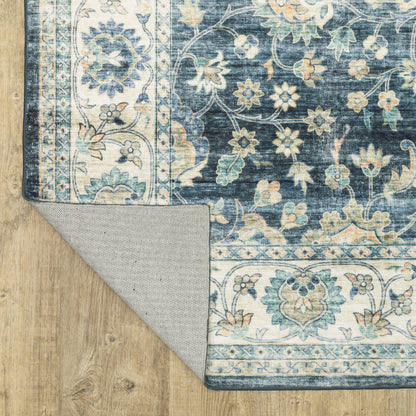 Sumter Distressed Blue/ Ivory Oriental Flat Weave Rug