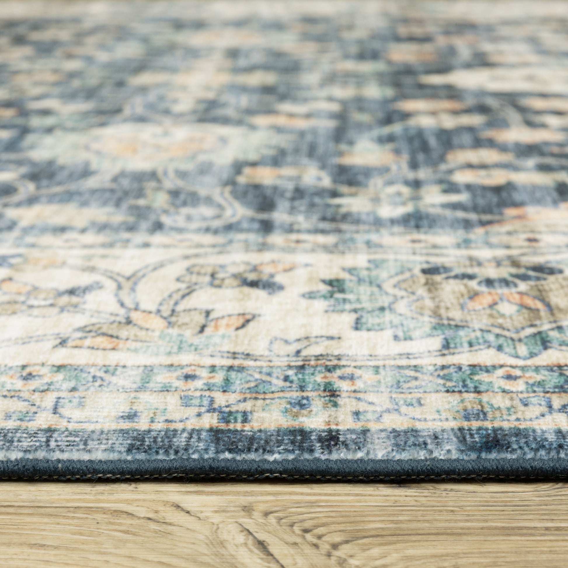 Sumter Distressed Blue/ Ivory Oriental Flat Weave Rug