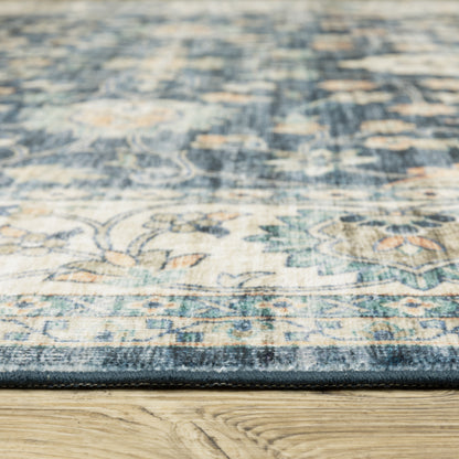 Sumter Distressed Blue/ Ivory Oriental Flat Weave Rug