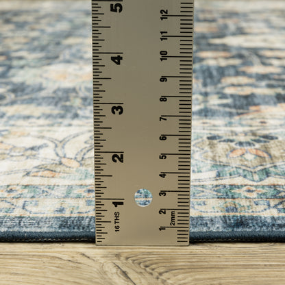 Sumter Distressed Blue/ Ivory Oriental Flat Weave Rug