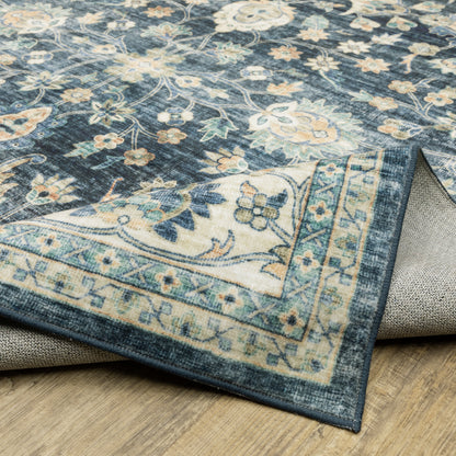 Sumter Distressed Blue/ Ivory Oriental Flat Weave Rug