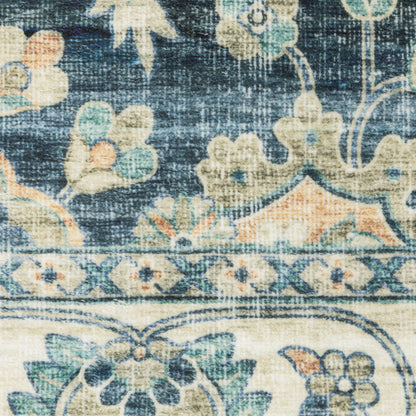 Sumter Distressed Blue/ Ivory Oriental Flat Weave Rug