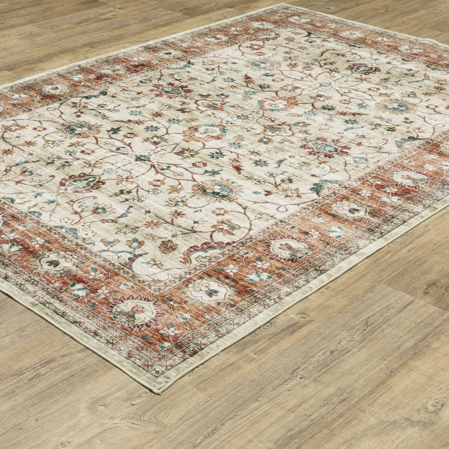 Sumter Distressed Ivory/ Rust Oriental Flat Weave Rug