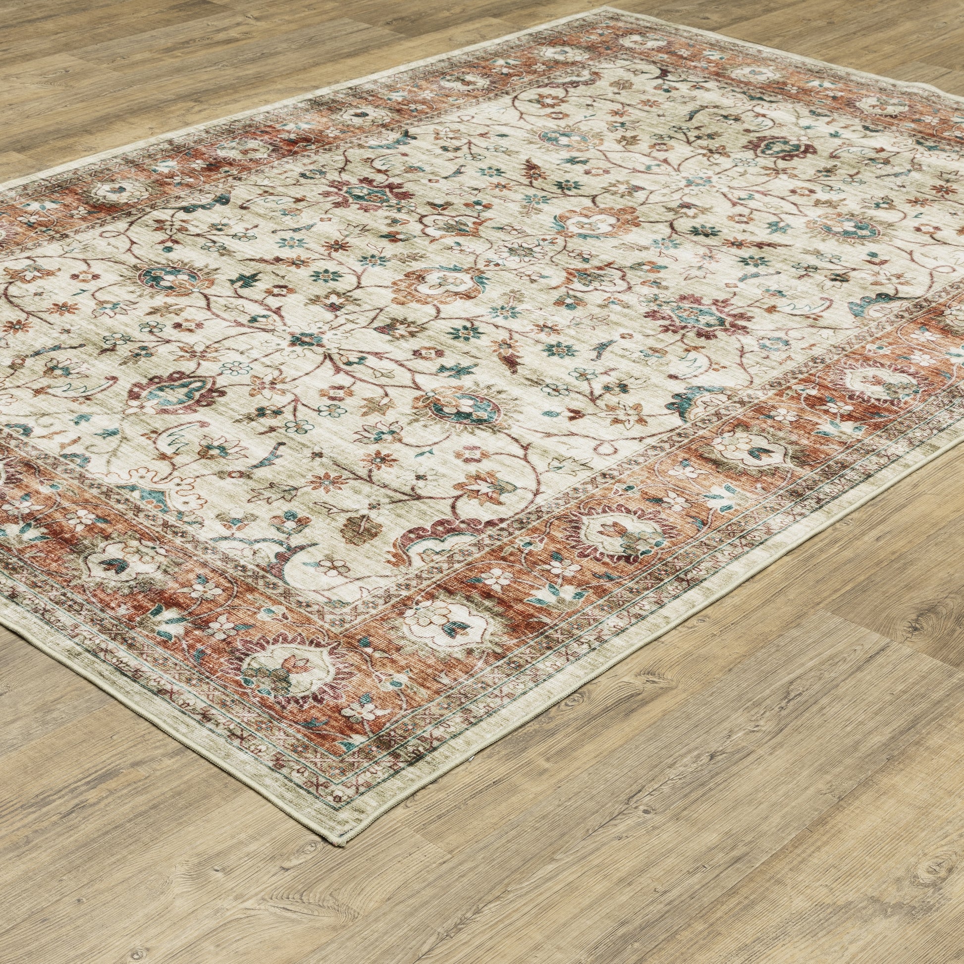 Sumter Distressed Ivory/ Rust Oriental Flat Weave Rug