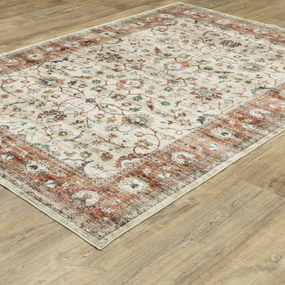Sumter Distressed Ivory/ Rust Oriental Flat Weave Rug