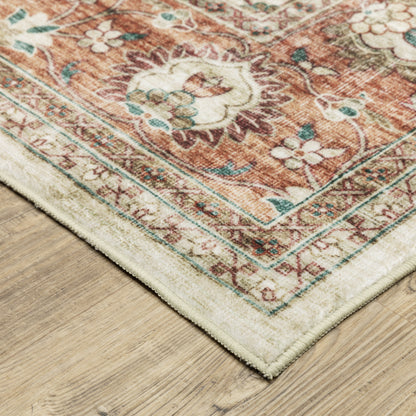 Sumter Distressed Ivory/ Rust Oriental Flat Weave Rug