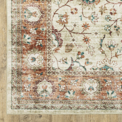 Sumter Distressed Ivory/ Rust Oriental Flat Weave Rug